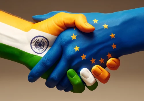 DALL·E 2024-06-02 19.56.00 - A highly realistic depiction of cooperation between India and the European Union